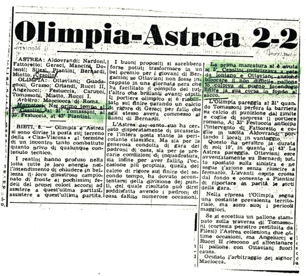 ARTICOLO OLIMPIA ASTREA