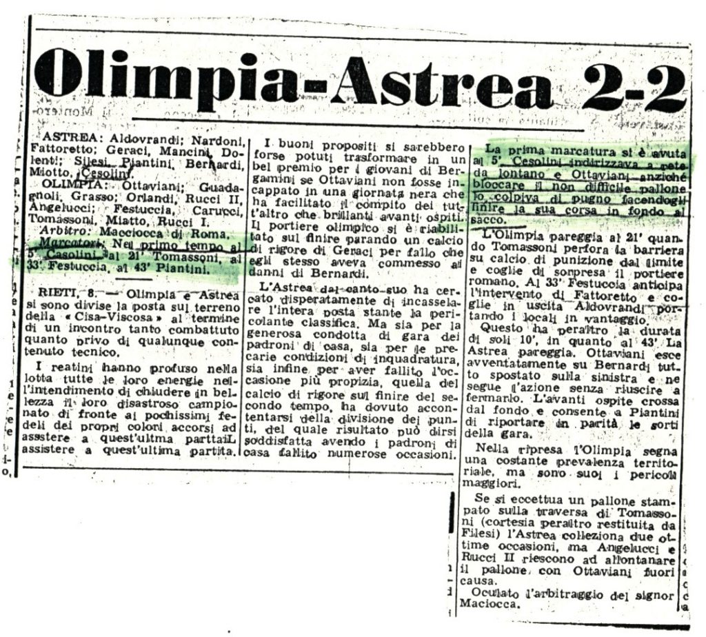 ARTICOLO OLIMPIA ASTREA