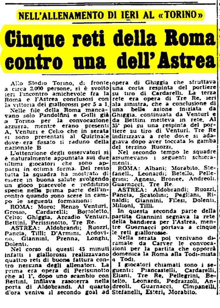 GARA AMICHEVOLE ASTREA-ROMA